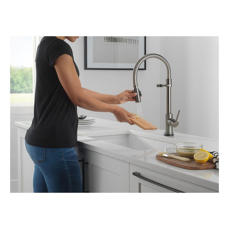 Kitchen Faucet Trinsic Touchless 1 Lever ADA Black Stainless Pull Down 2 Function Gooseneck 360 DEG Swivel 1 Hole Deck Touch2O/Diamond Seal 1.8 Gallons per Minute - Image 2