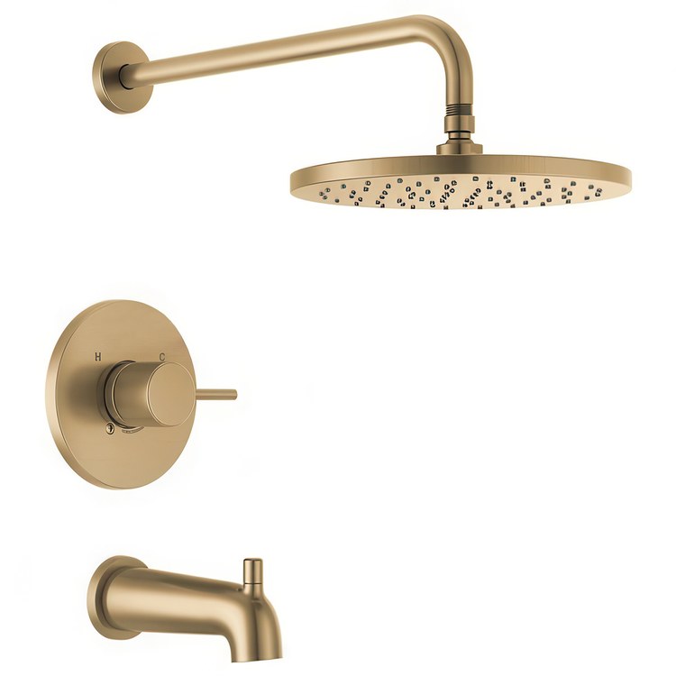 Tub and Shower Trim Modern 14 Series Monitor 1 Lever Brilliance Champagne Bronze ADA 1.75 Gallons per Minute - Image 1