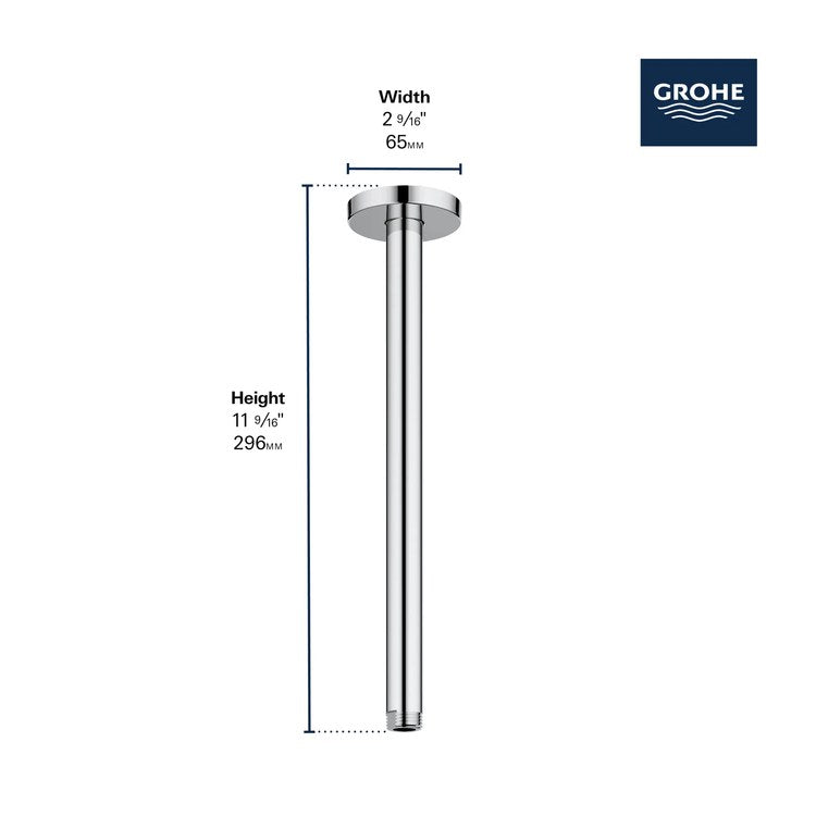 Shower Arm Brushed Cool Sunrise 12 Inch 1/2 IN NPT Metal Ceiling Mount - Image 2