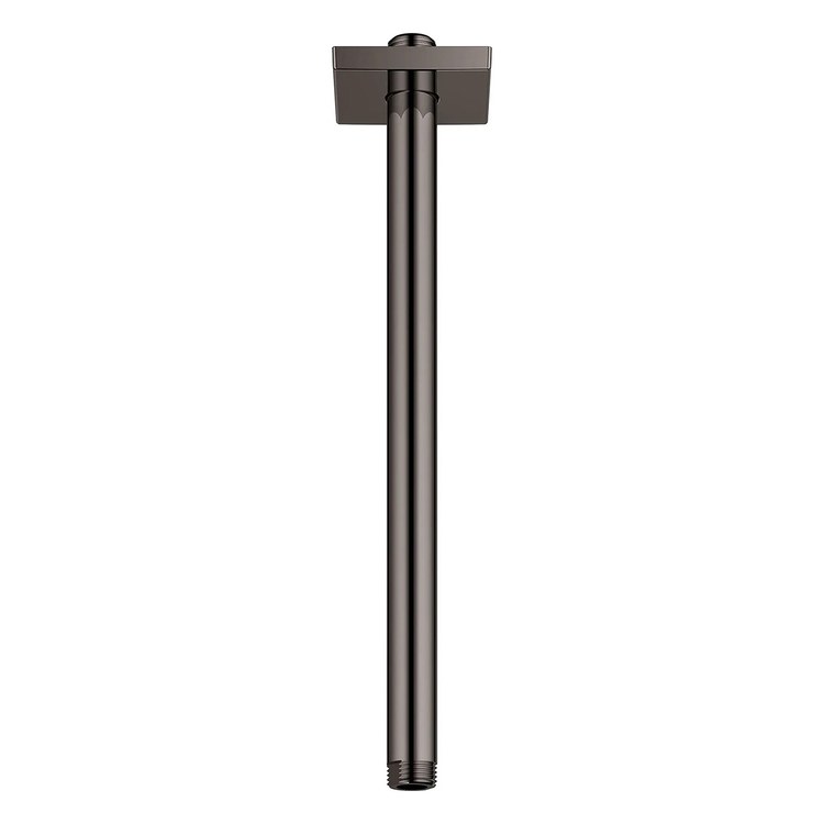 Shower Arm with Square Flange Hard Graphite 12 Inch 1/2 IN NPT Metal Ceiling Mount - Image 2