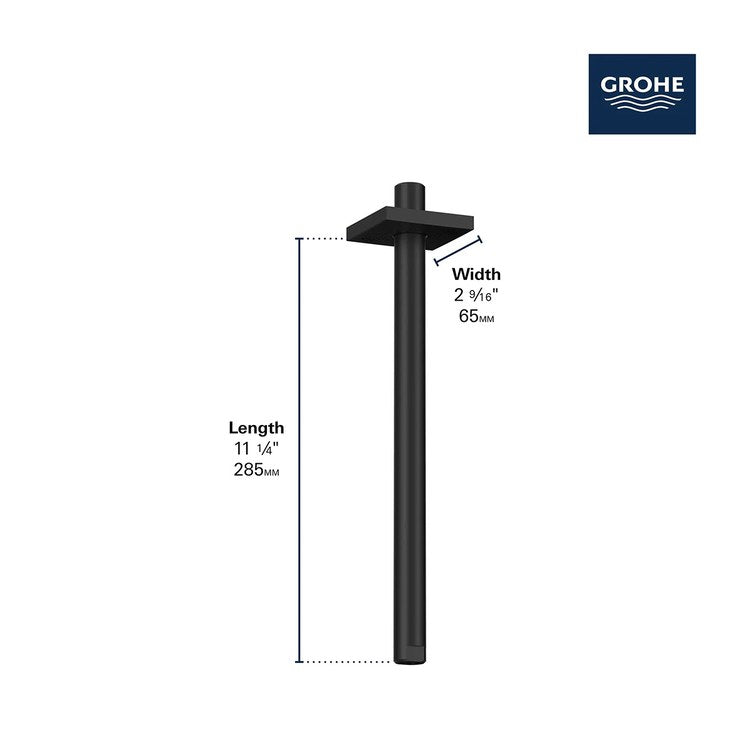 Shower Arm with Square Flange Hard Graphite 12 Inch 1/2 IN NPT Metal Ceiling Mount - Image 3