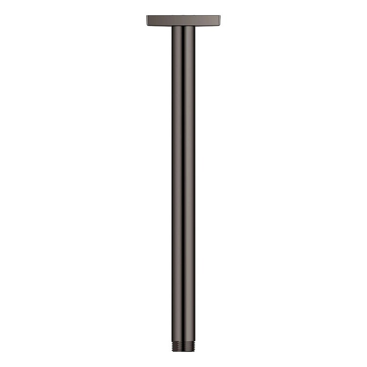 Shower Arm with Square Flange Hard Graphite 12 Inch 1/2 IN NPT Metal Ceiling Mount - Image 1