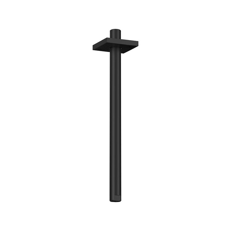 Shower Arm with Square Flange Matte Black 12 Inch 1/2 IN NPT Metal Ceiling Mount - Image 1