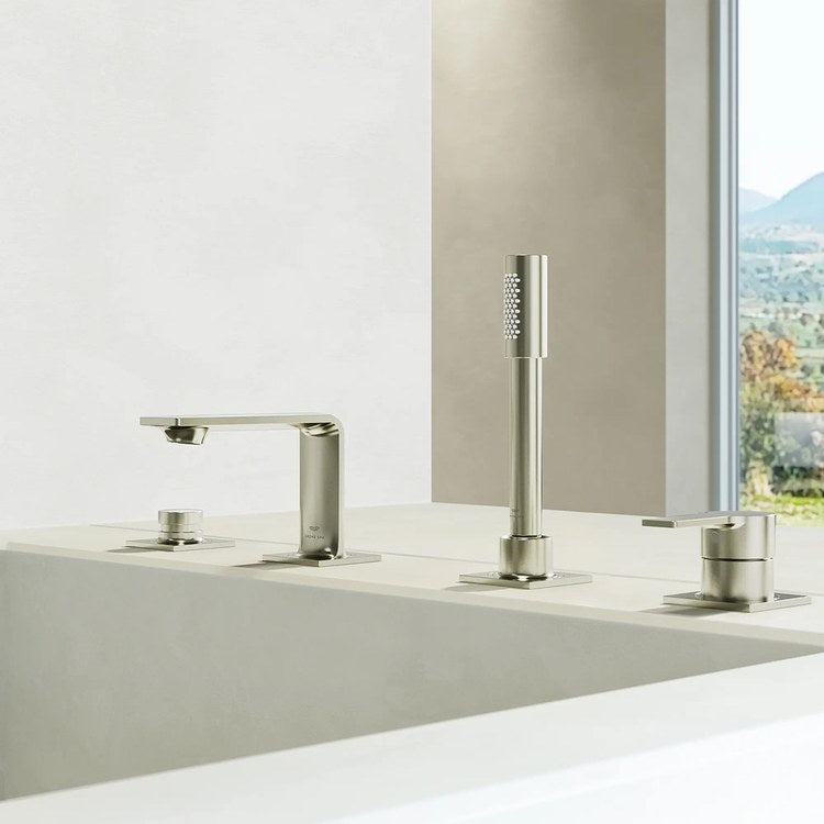 Roman Tub Filler Allure Deck Mount with Handshower 2 Knob/Lever Brushed Nickel - Image 3
