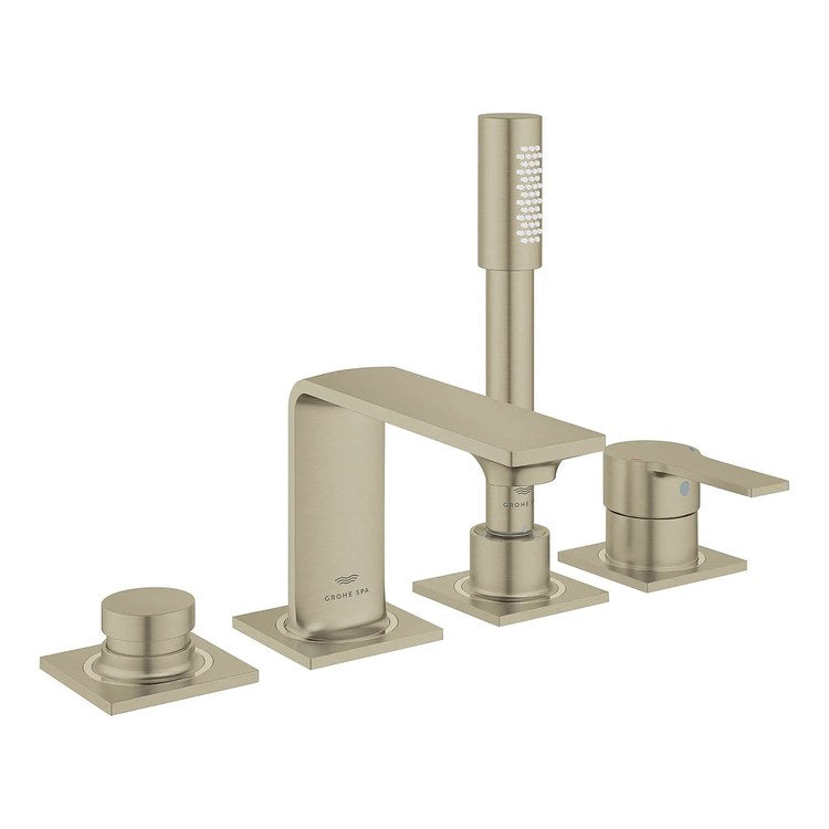 Roman Tub Filler Allure Deck Mount with Handshower 2 Knob/Lever Brushed Nickel - Image 1