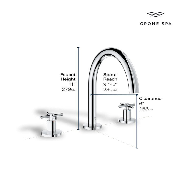 Roman Tub Filler Atrio Deck Mount 2 Cross StarLight Chrome - Image 2