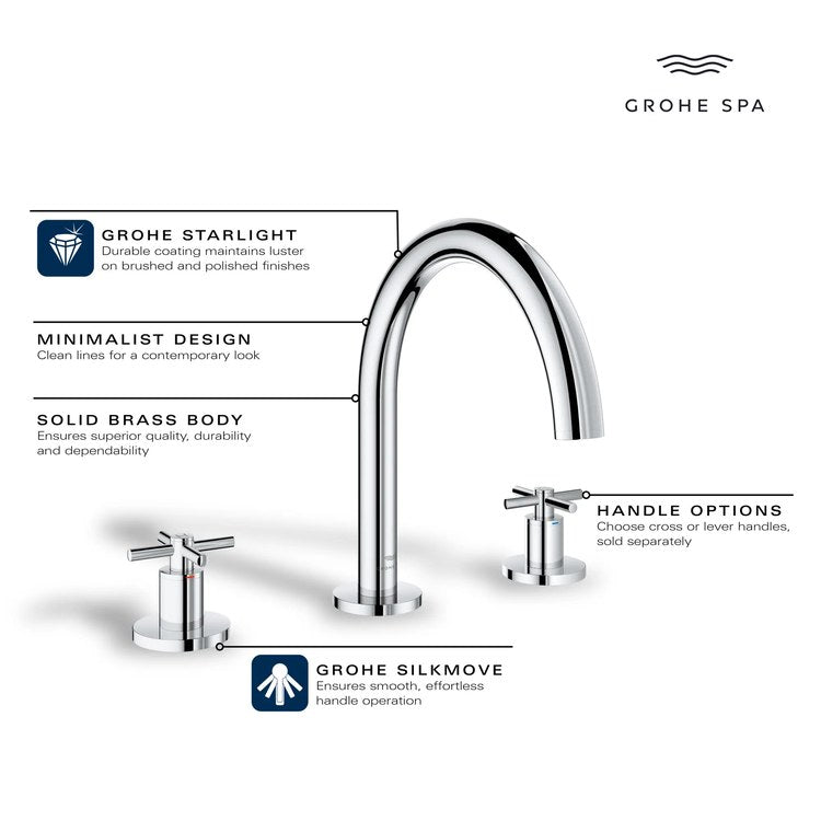 Roman Tub Filler Atrio Deck Mount 2 Cross StarLight Chrome - Image 3