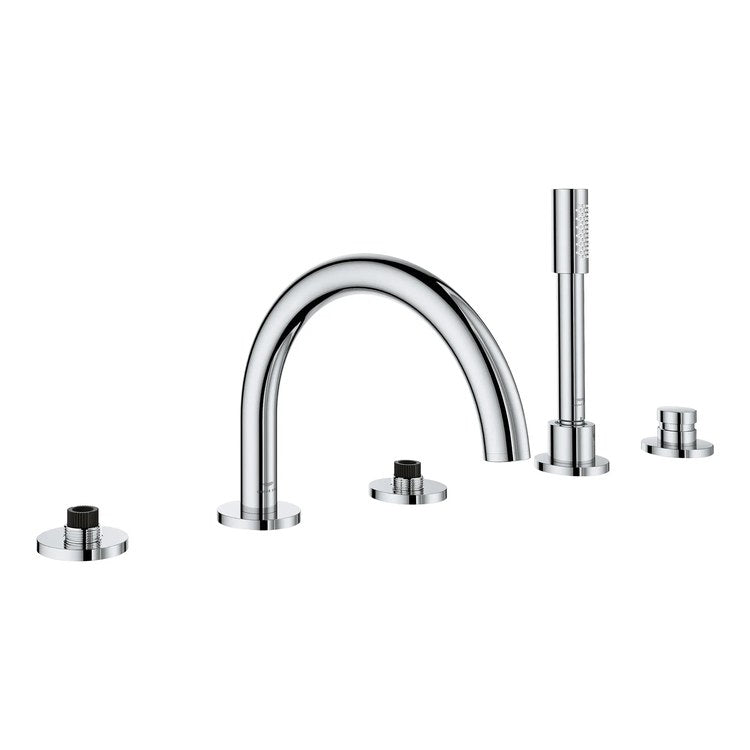 Roman Tub Filler Atrio Deck Mount with Handshower 3 Knob/Lever StarLight Chrome - Image 1