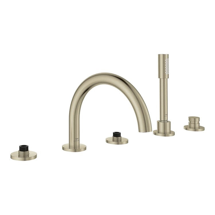 Roman Tub Filler Atrio Deck Mount with Handshower 3 Knob/Lever Brushed Nickel Infinity - Image 2