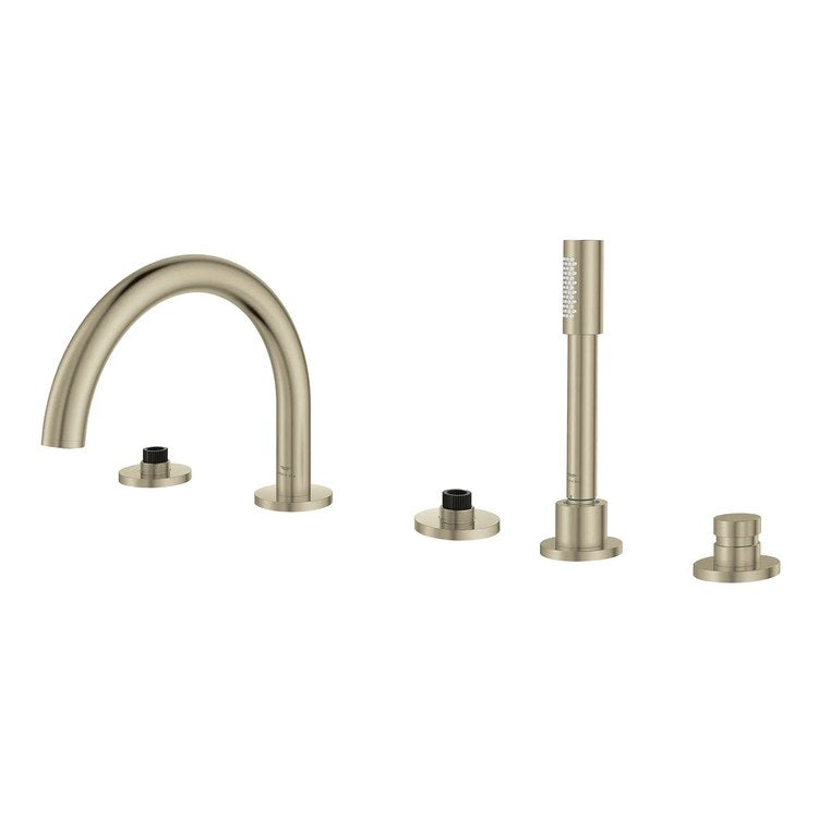Roman Tub Filler Atrio Deck Mount with Handshower 3 Knob/Lever Brushed Nickel Infinity - Image 1