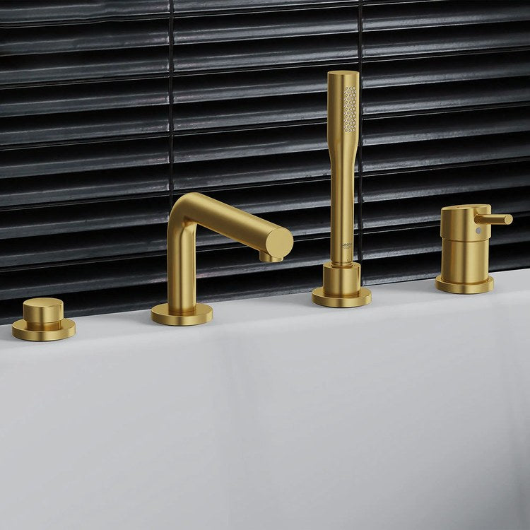 Roman Tub Filler Concetto with Handshower 1 Lever ADA Brushed Cool Sunrise - Image 2