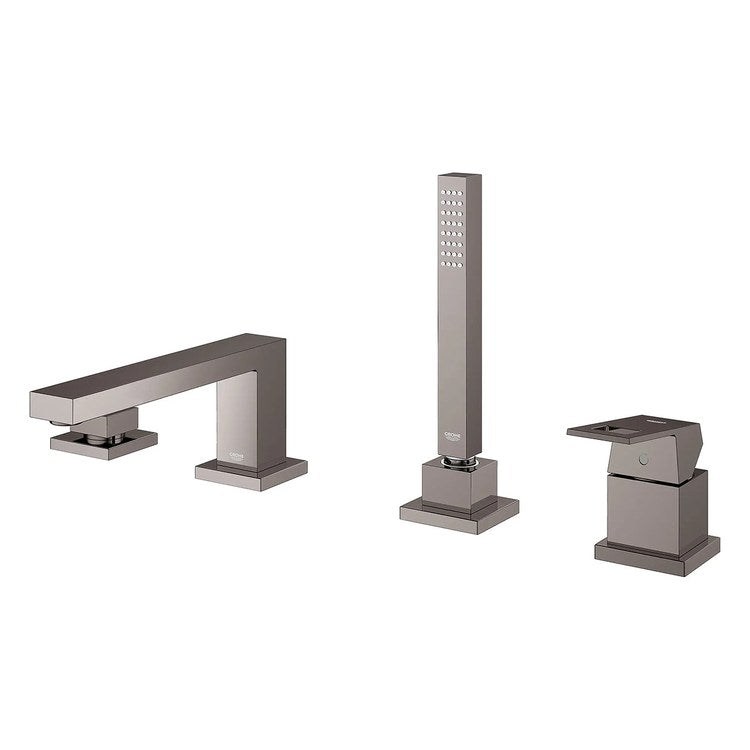 Roman Tub Filler Eurocube Deck Mount with Handshower 4 Lever ADA Hard Graphite - Image 3