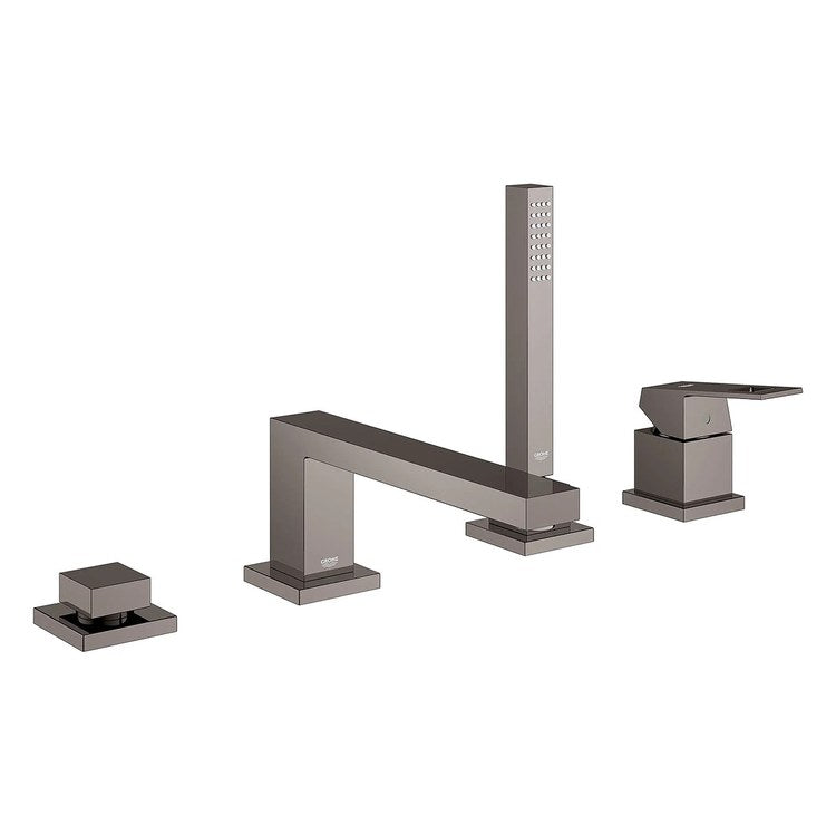 Roman Tub Filler Eurocube Deck Mount with Handshower 4 Lever ADA Hard Graphite - Image 1
