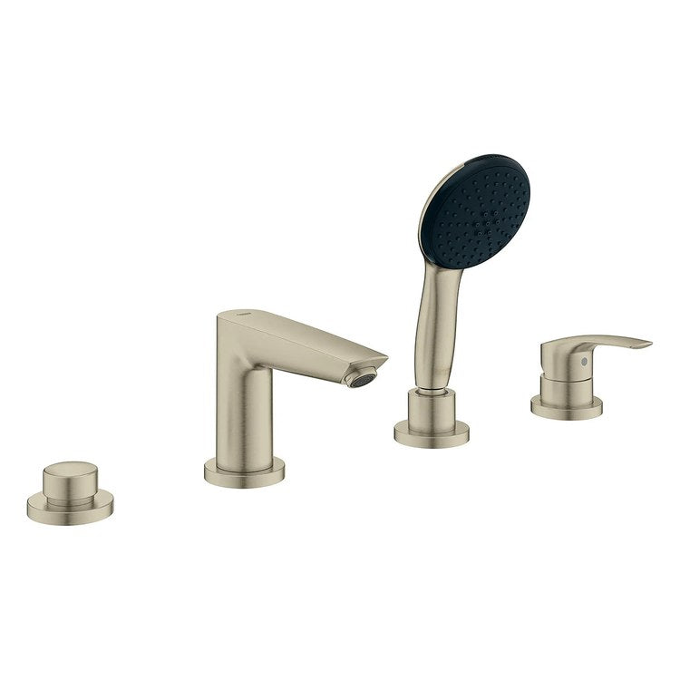 Roman Tub Filler Eurosmart Deck Mount with Handshower 2 Knob/Lever Brushed Nickel - Image 1