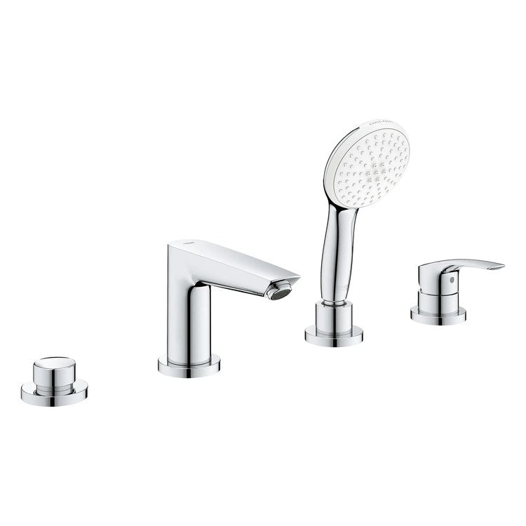 Roman Tub Filler Eurosmart Deck Mount with Handshower 2 Knob/Lever StarLight Chrome - Image 2