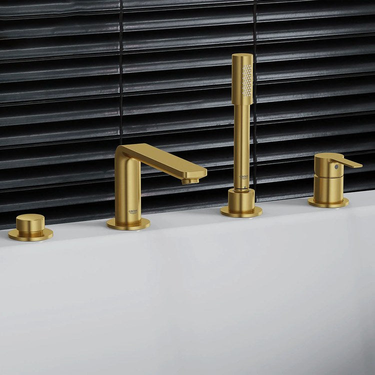 Roman Tub Filler Lineare Deck Mount with Handshower 2 Knob/Lever Brushed Cool Sunrise - Image 3