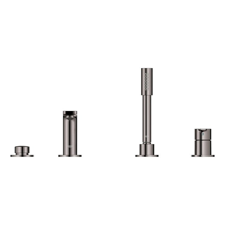 Roman Tub Filler Lineare Deck Mount with Handshower 2 Knob/Lever Hard Graphite - Image 2