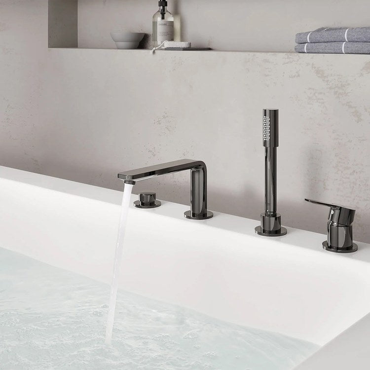 Roman Tub Filler Lineare Deck Mount with Handshower 2 Knob/Lever Hard Graphite - Image 3