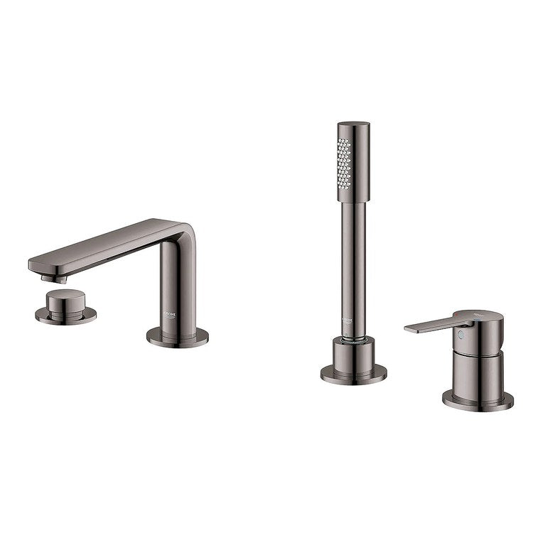 Roman Tub Filler Lineare Deck Mount with Handshower 2 Knob/Lever Hard Graphite - Image 1