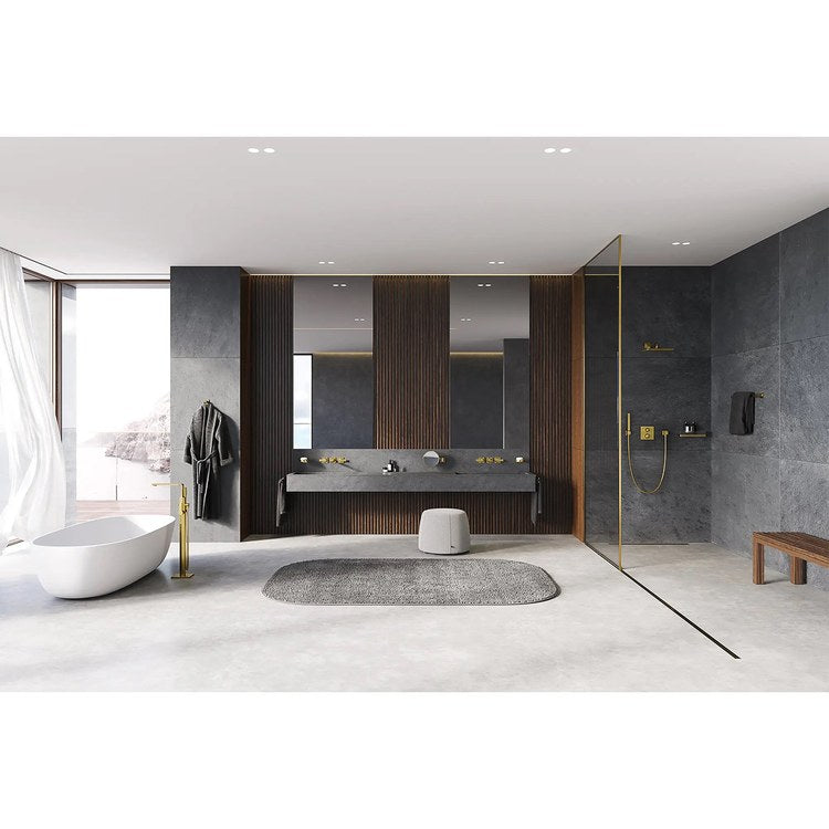 Tub Filler Allure New Freestanding with Handshower 8 Inch Spread 1 Lever cUPC/CALGreen Brushed Cool Sunrise Floor - Image 3