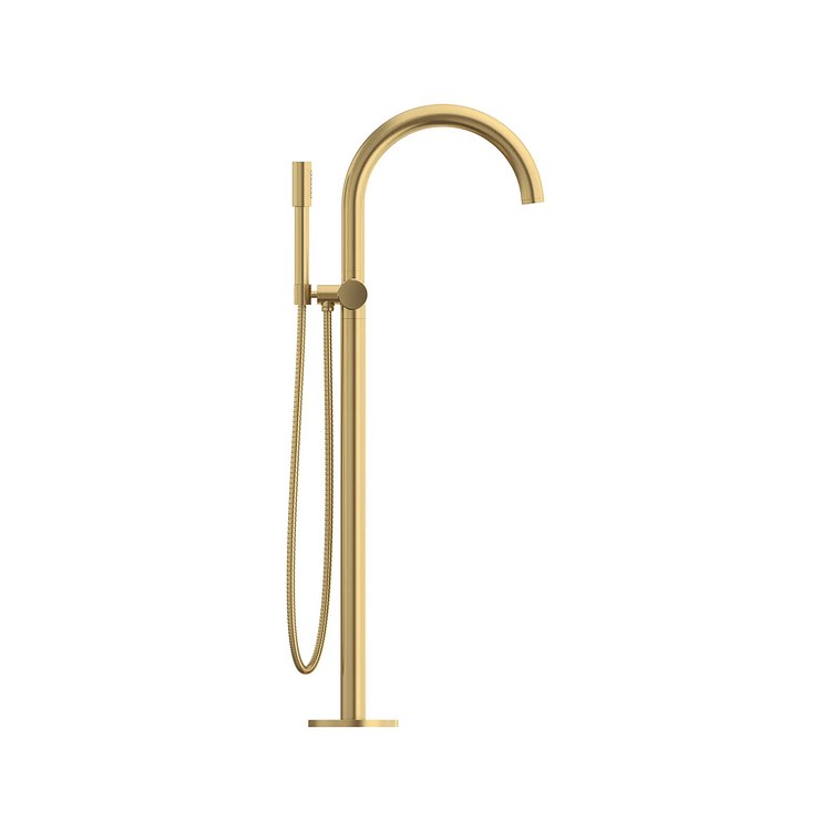 Tub Filler Atrio New Freestanding with Handshower 10-1/2 Inch Spread 1 Lever cUPC/CALGreen Brushed Cool Sunrise Floor - Image 2