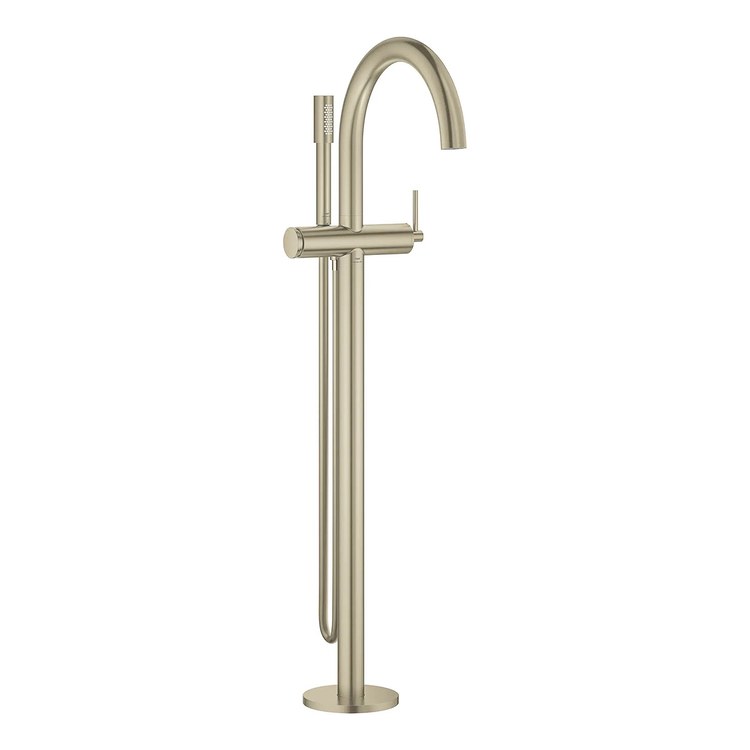 Tub Filler Atrio New Freestanding with Handshower 10-1/2 Inch Spread 1 Lever cUPC/CALGreen Brushed Nickel Infinity Floor - Image 1