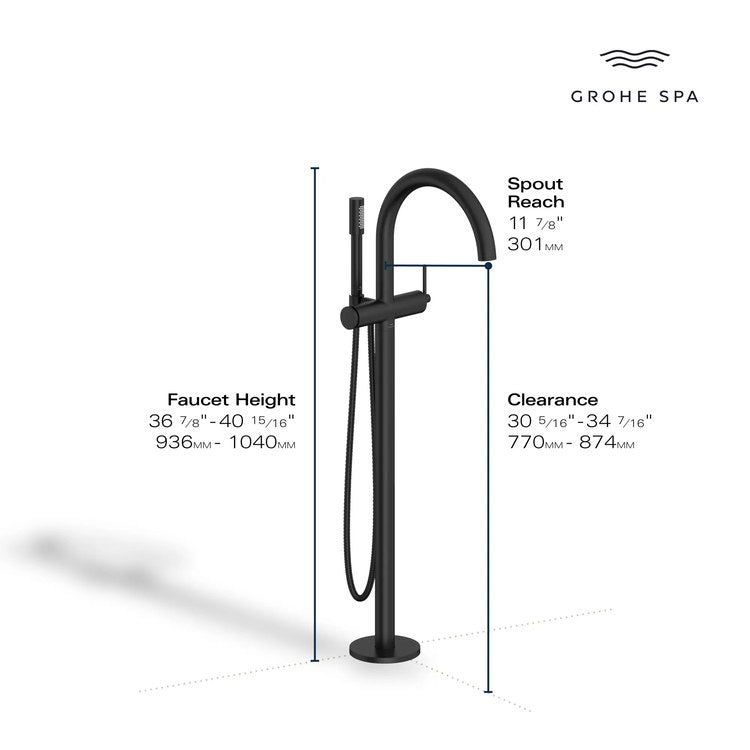 Tub Filler Atrio New Freestanding with Handshower 10-1/2 Inch Spread 1 Lever cUPC/CALGreen StarLight Chrome Floor - Image 3