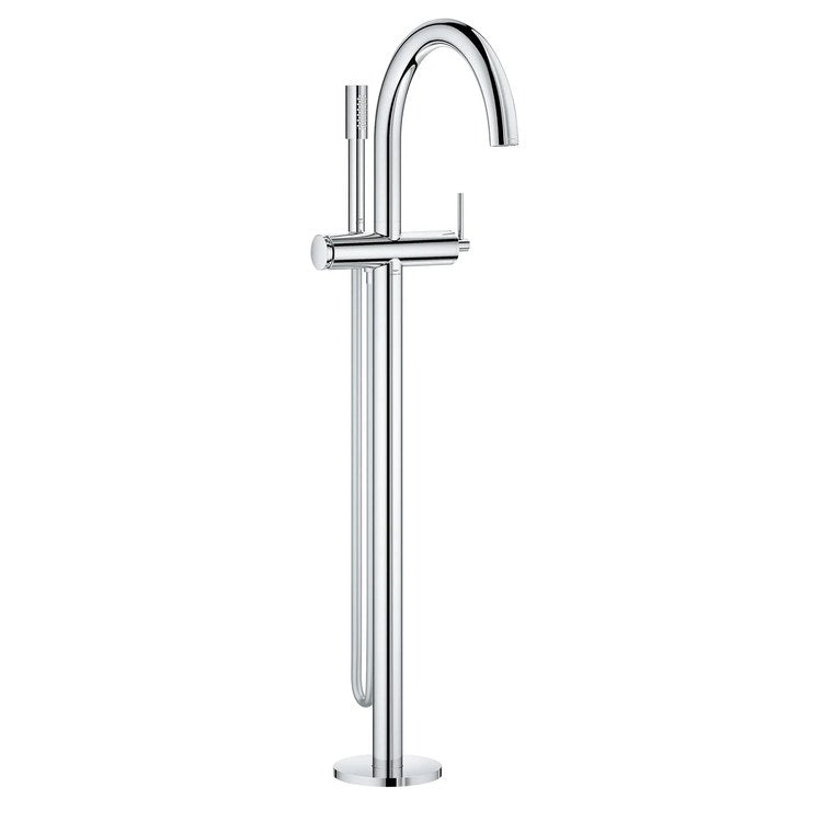 Tub Filler Atrio New Freestanding with Handshower 10-1/2 Inch Spread 1 Lever cUPC/CALGreen StarLight Chrome Floor - Image 1