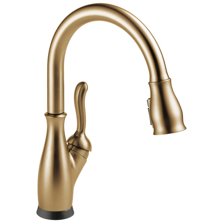 Kitchen Faucet Essa 1 Lever ADA CEC Brilliance Champagne Bronze Pull Down Dual Function High Arc 360 DEG Swivel 1/3 Hole Diamond Seal VoiceIQ Touch2O 1.8 Gallons per Minute - Image 1
