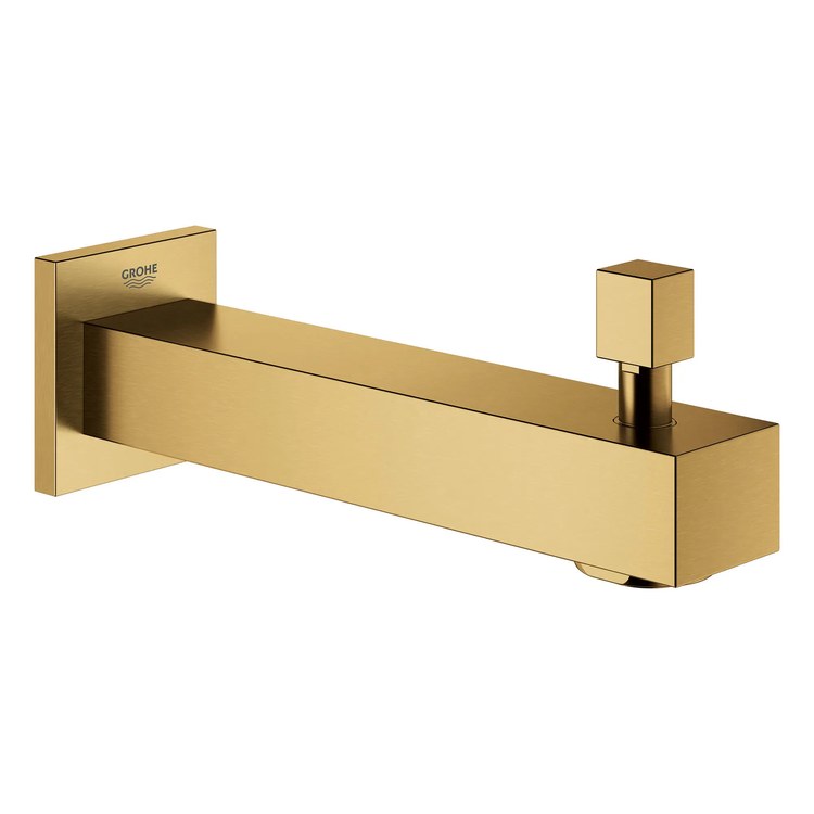 Tub Spout Eurocube Push-Down Brushed Cool Sunrise 6-11/16 Inch Metal - Image 1