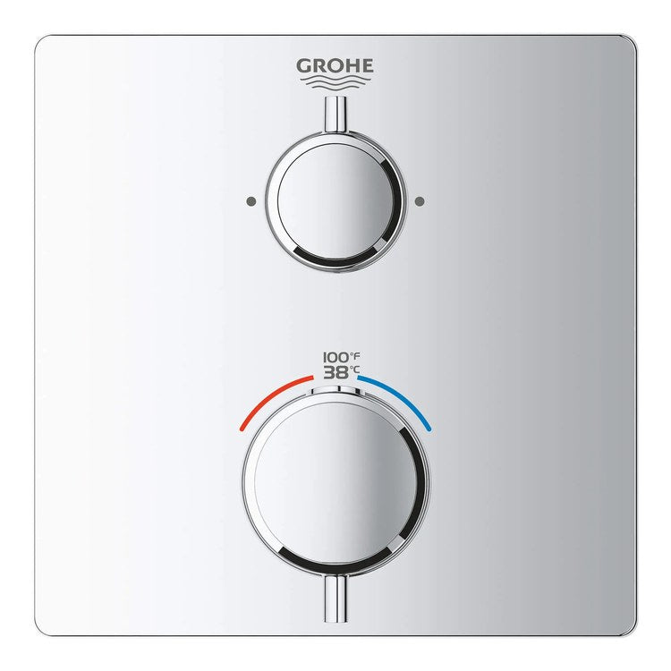 Thermostatic Valve Trim Grohtherm Dual Function 2 Lever Brushed Cool Sunrise CEC ADA - Image 1