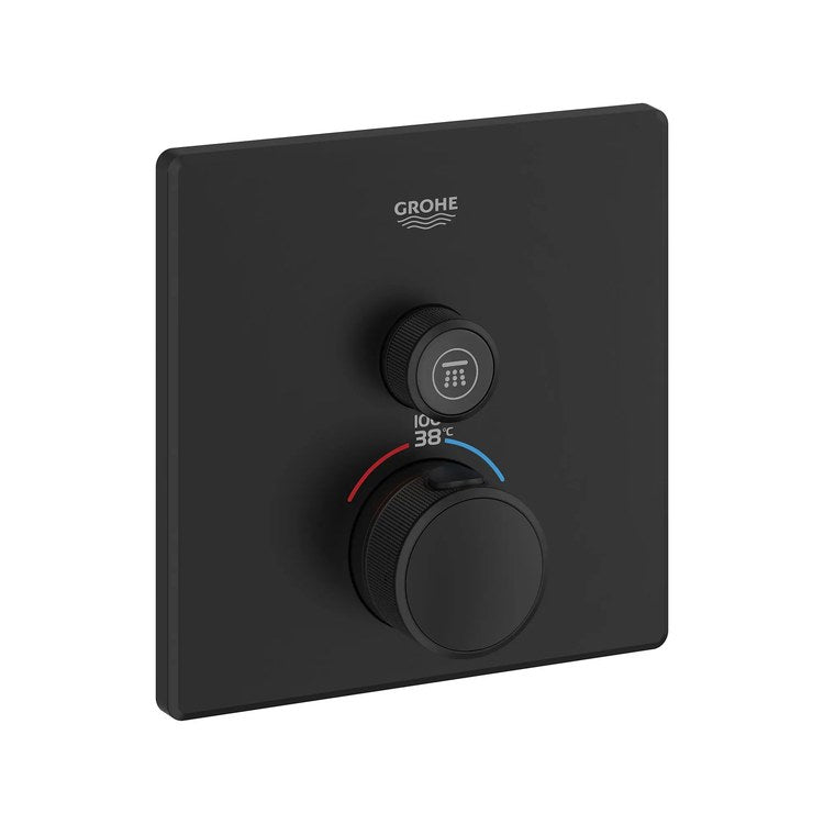Thermostatic Valve Trim Grohtherm SmartControl Single Function 2 Push Button Knob Matte Black CALGreen ADA - Image 1