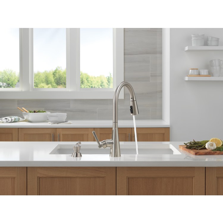 Kitchen Faucet Boyd with Soap Dispenser 1 Lever ADA Spotshield Stainless Pull Down 3 Function High Arc 360 DEG Swivel 1 Hole MagnaTite ShieldSpray Diamond Seal 1.8 Gallons per Minute - Image 3