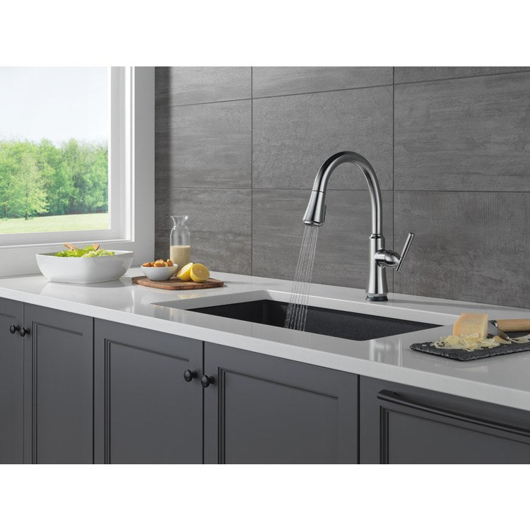Kitchen Faucet Coranto 1 Lever ADA Arctic Stainless Pull Down 3 Function High Arc 360 DEG Swivel 1 Hole SoftTouch Diamond Seal ShieldSpray Touch2O MagnaTite VoiceIQ Touchless 1.8 Gallons per Minute - Image 2