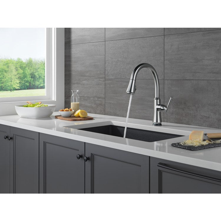 Kitchen Faucet Coranto 1 Lever ADA Arctic Stainless Pull Down 3 Function High Arc 360 DEG Swivel 1 Hole SoftTouch Diamond Seal ShieldSpray Touch2O MagnaTite VoiceIQ Touchless 1.8 Gallons per Minute - Image 3