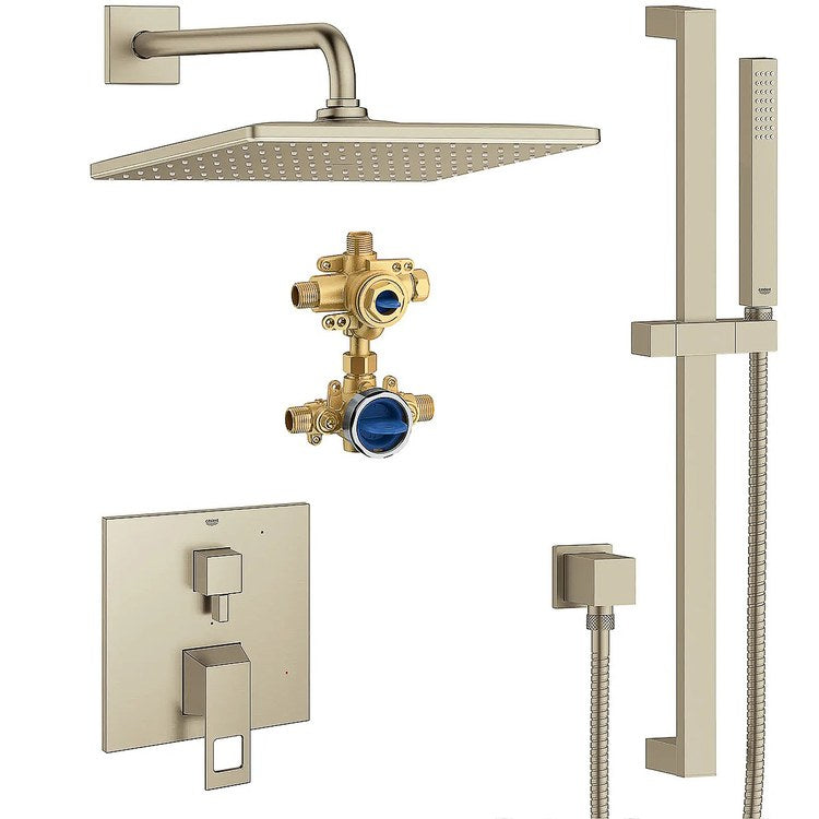 Shower Set Eurocube Pressure Balanced 2 Lever Brushed Nickel Infinity WaterSense 1.75 Gallons per Minute - Image 1