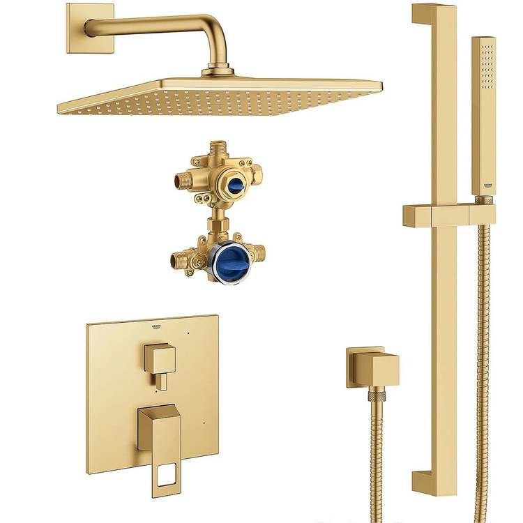 Shower Set Eurocube Pressure Balanced 2 Lever Brushed Cool Sunrise WaterSense 1.75 Gallons per Minute - Image 1