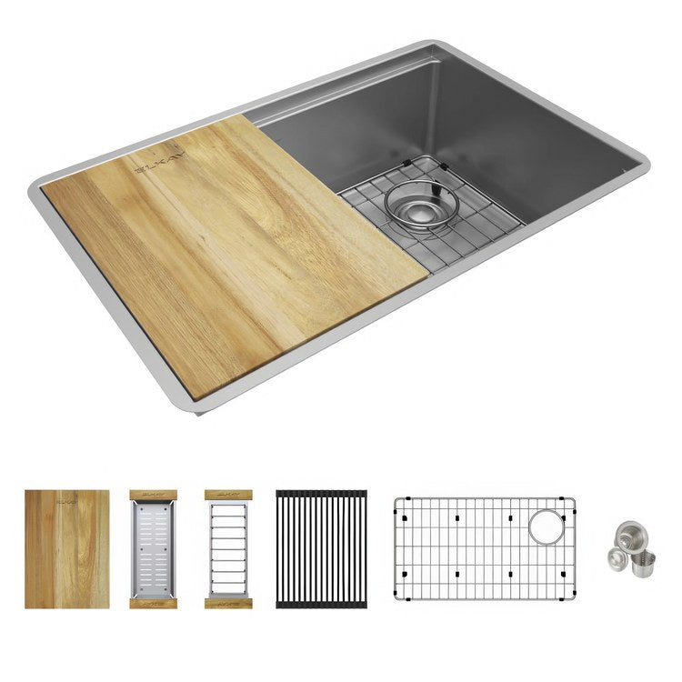 Sink Kit Crosstown 29 Inch 1 Bowls Polished Satin/Brown Undermount - Image 1