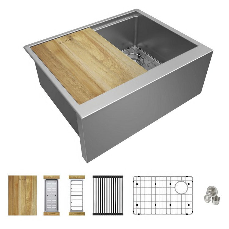 Sink Kit Crosstown 26 Inch 1 Bowls Polished Satin/Brown Undermount - Image 1