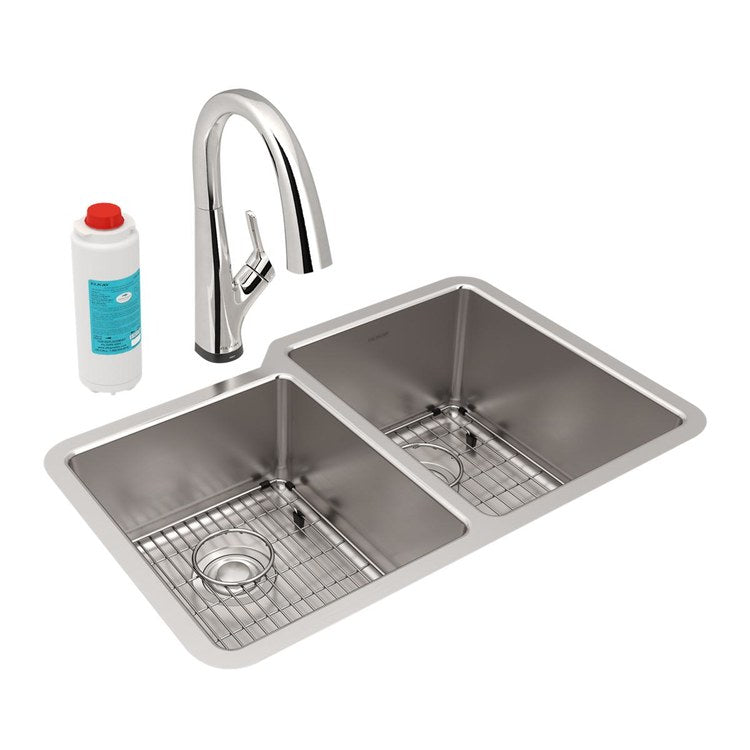 Sink Kit Lustertone Iconix Left 31 Inch 2 Bowls Stainless Steel Undermount - Image 1