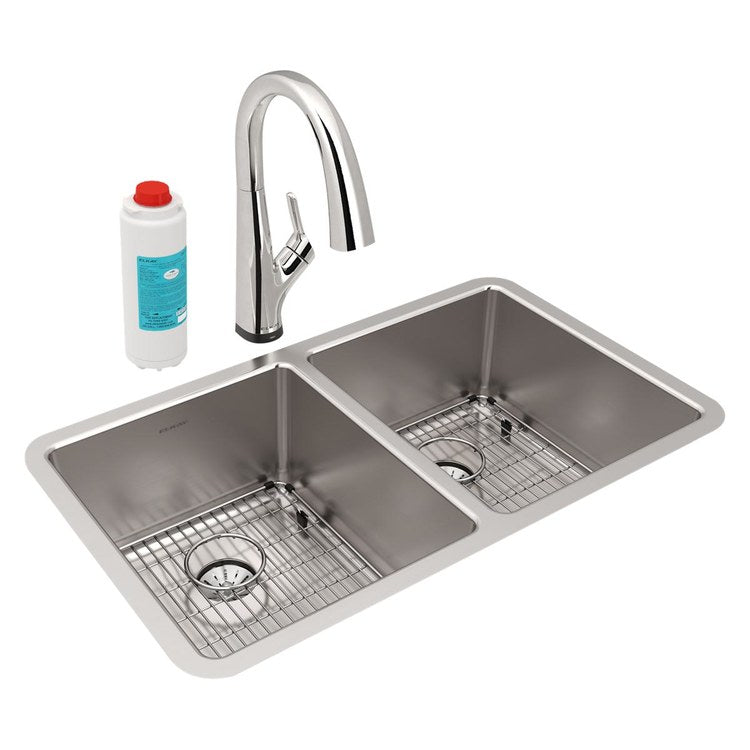 Sink Kit Lustertone Iconix Equal 33 Inch 2 Bowls Stainless Steel Undermount - Image 1