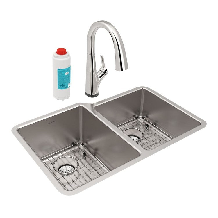 Sink Kit Lustertone Iconix Right 31 Inch 2 Bowls Stainless Steel Undermount - Image 1