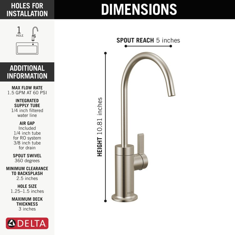 Beverage Faucet Clarifi Contemporary 1 Lever ADA Brilliance Stainless 360 DEG Swivel 1 Hole 1.5 Gallons per Minute - Image 2