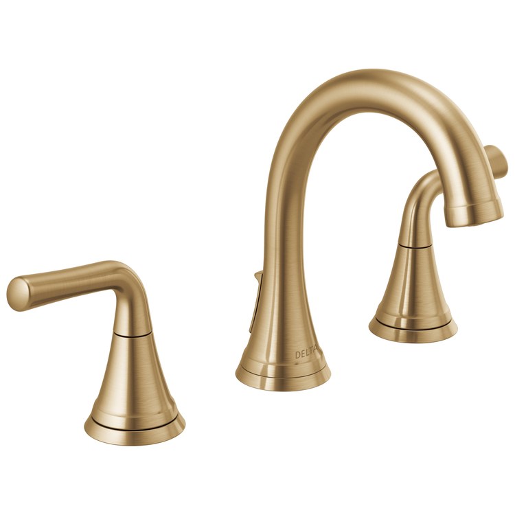 Lavatory Faucet Kayra Widespread 6 to 16 Inch Spread 2 Lever ADA WaterSense Brilliance Champagne Bronze 1.2 Gallons per Minute Deck Rigid Metal Pop-Up 3 Hole - Image 1