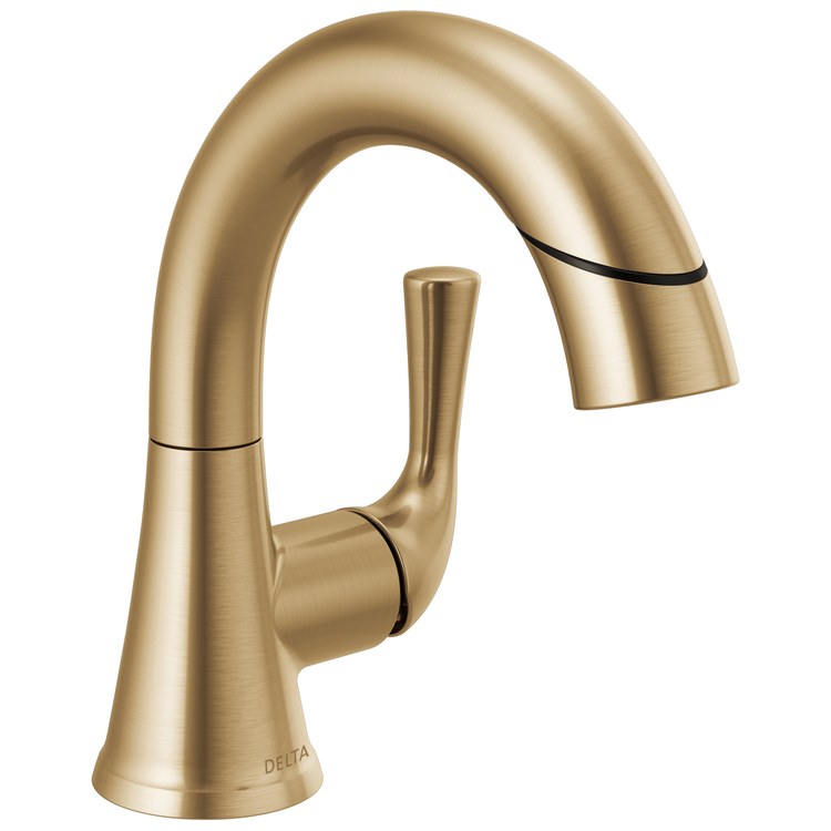 Lavatory Faucet Kayra with Deck Plate 1 Lever ADA WaterSense Brilliance Champagne Bronze 1.2 Gallons per Minute Arc Metal Pop-Up 1/3 Hole - Image 1