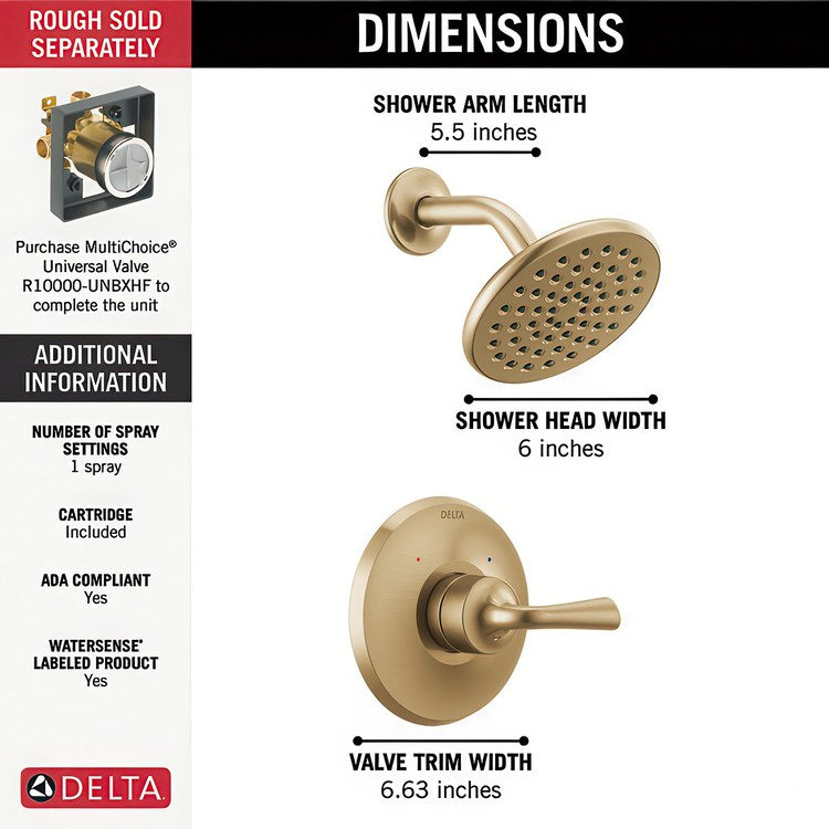Shower Trim Kayra Monitor 14 1 Lever Brilliance Champagne Bronze ADA 1.75 Gallons per Minute 1 Function for R10000 Series Valve Not Included - Image 2
