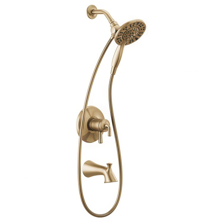 Tub and Shower Trim Kayra Monitor 17 with In2ition 5 Function Handshower 2 Lever Brilliance Champagne Bronze ADA 1.75 Gallons per Minute for R10000 Series Valve Not Included - Image 1