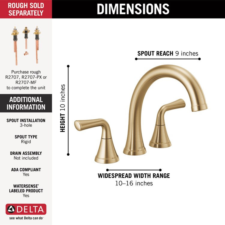 Roman Tub Trim Kayra 2 Lever Brilliance Champagne Bronze ADA 3 Hole - Image 2