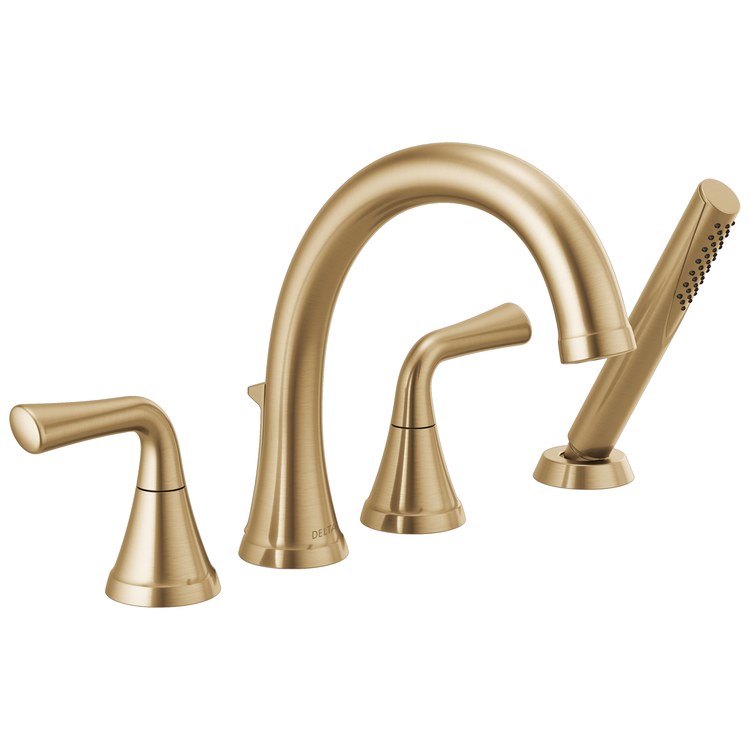 Roman Tub Trim Kayra with Handshower 2 Lever Brilliance Champagne Bronze ADA 4 Hole - Image 1