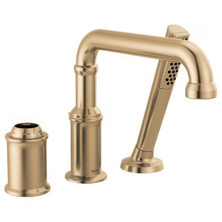 Roman Tub Filler Broderick with Handshower 8 Inch Spread Less Handle Lumicoat Champagne Bronze - Image 1